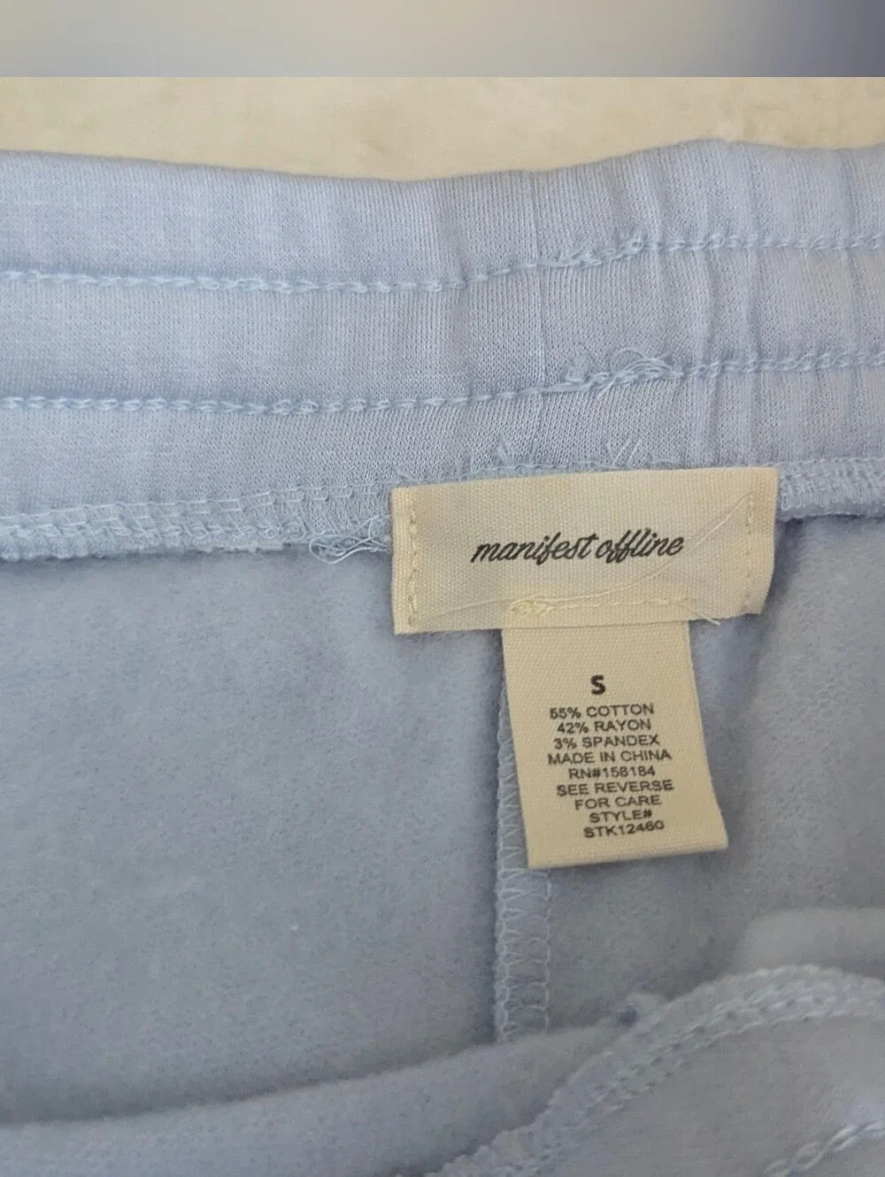 Manifest Offline 2 Piece Matching Lounge Set Baby Blue Sweat Shorts & Baby Tee - Picture 4 of 5